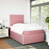 Łóżko kontynentalne z materacem, różowe, 120x200 cm, aksamit