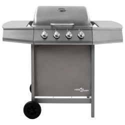 Grill gazowy z 4 palnikami, srebrny