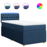 Łóżko kontynentalne z materacem, niebieskie, tkanina, 90x190 cm
