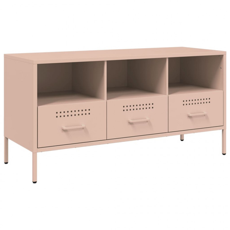 Szafka pod telewizor, różowa, 100,5x39x50,5 cm, stalowa