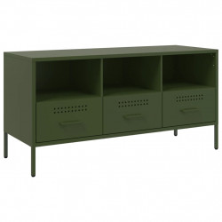 Szafka pod telewizor, oliwkowa, 100,5x39x50,5 cm, stalowa