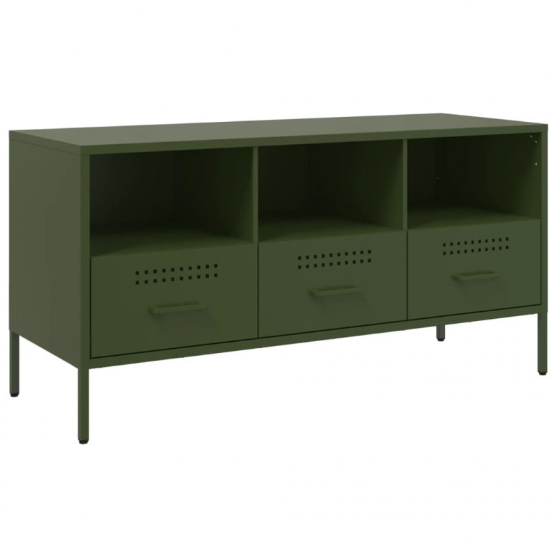 Szafka pod telewizor, oliwkowa, 100,5x39x50,5 cm, stalowa