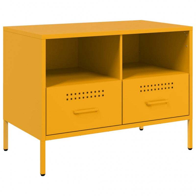 Szafki pod telewizor, 2 szt., musztardowe, 68x39x50,5 cm, stal