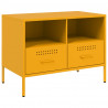 Szafki pod telewizor, 2 szt., musztardowe, 68x39x50,5 cm, stal