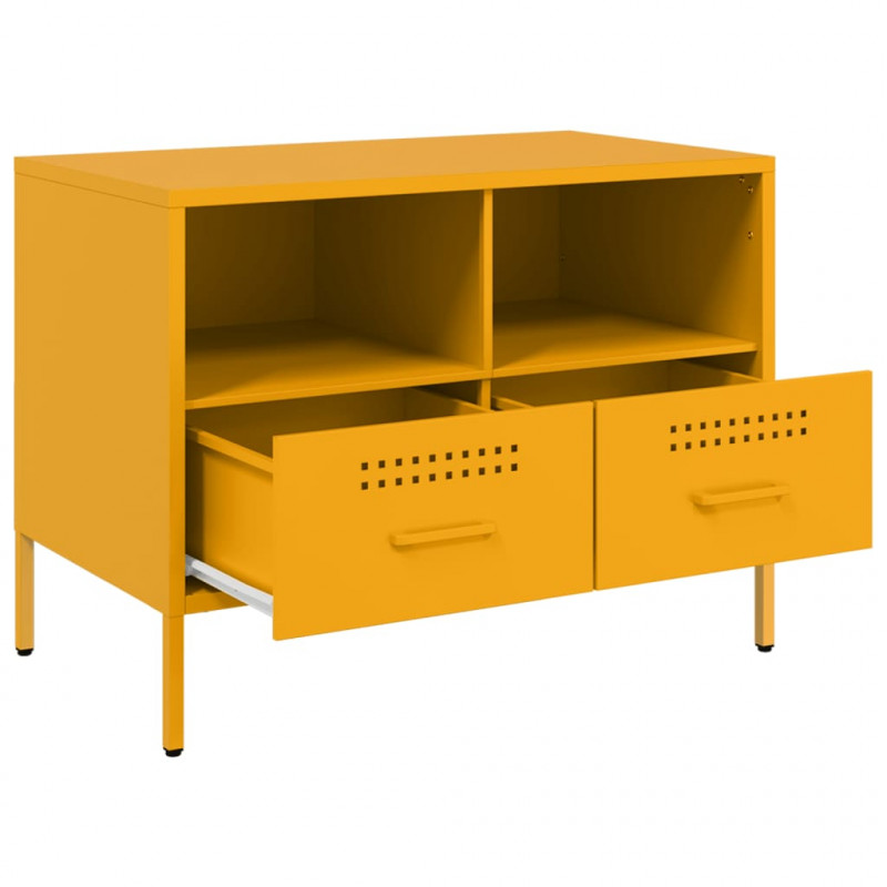 Szafki pod telewizor, 2 szt., musztardowe, 68x39x50,5 cm, stal