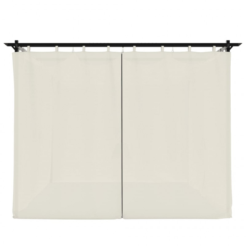 Altana ogrodowa z zasłonami, kremowa, 3x3 m, stal