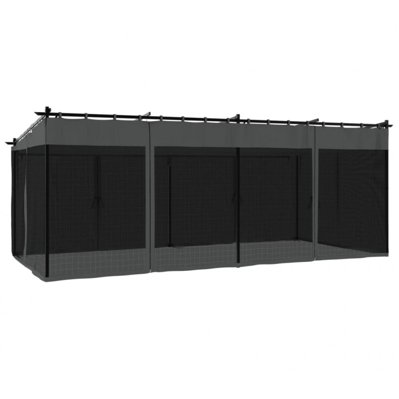 Altanka ze ścianami z siatki, antracytowa, 6x3 m, stal