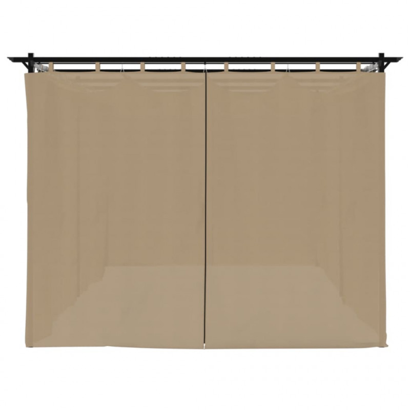 Altana ogrodowa z zasłonami, kolor taupe, 6x3 m, stal