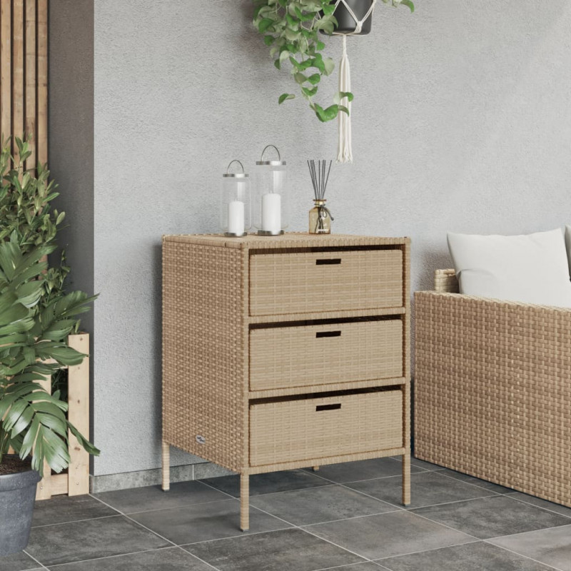 Szafka ogrodowa, beżowa, 55x59x80 cm, polirattan