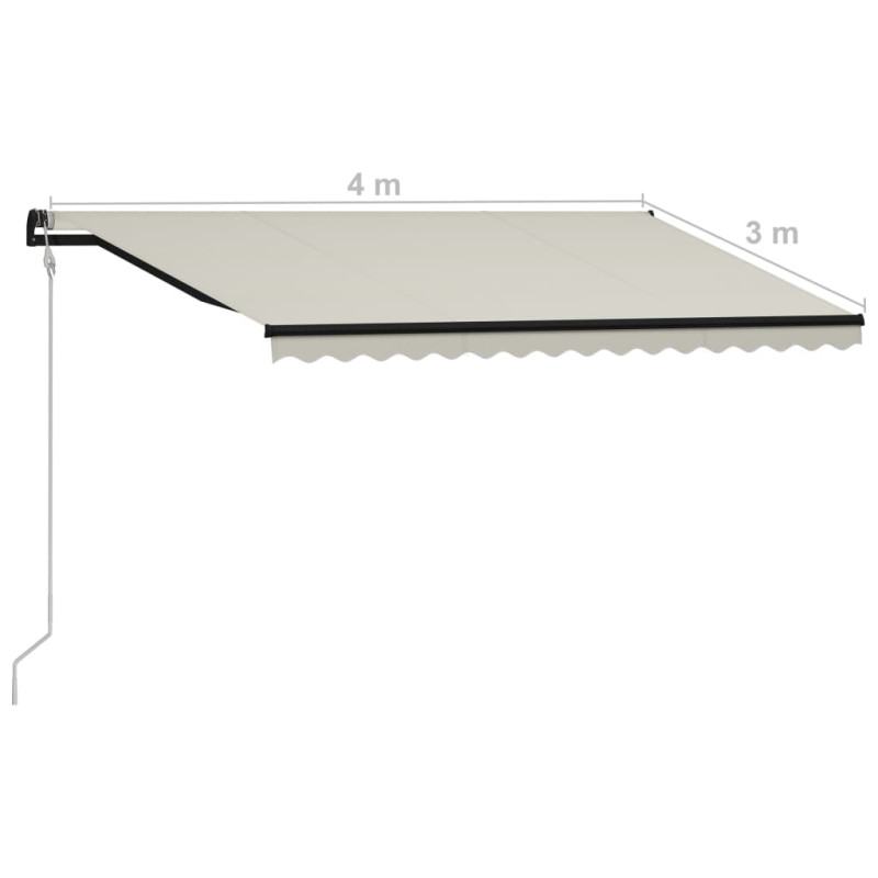 Zwijana markiza z LED i czujnikiem wiatru, 400x300 cm, kremowa