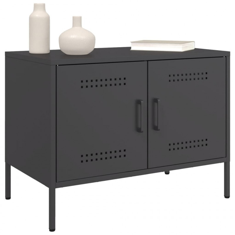 Szafka RTV, czarna, 68x39x50,5 cm, stalowa