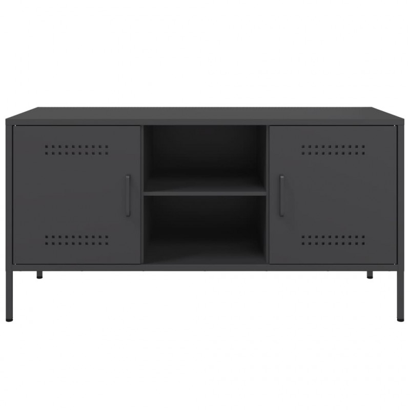 Szafka pod telewizor, czarna, 100,5x39x50,5 cm, stalowa