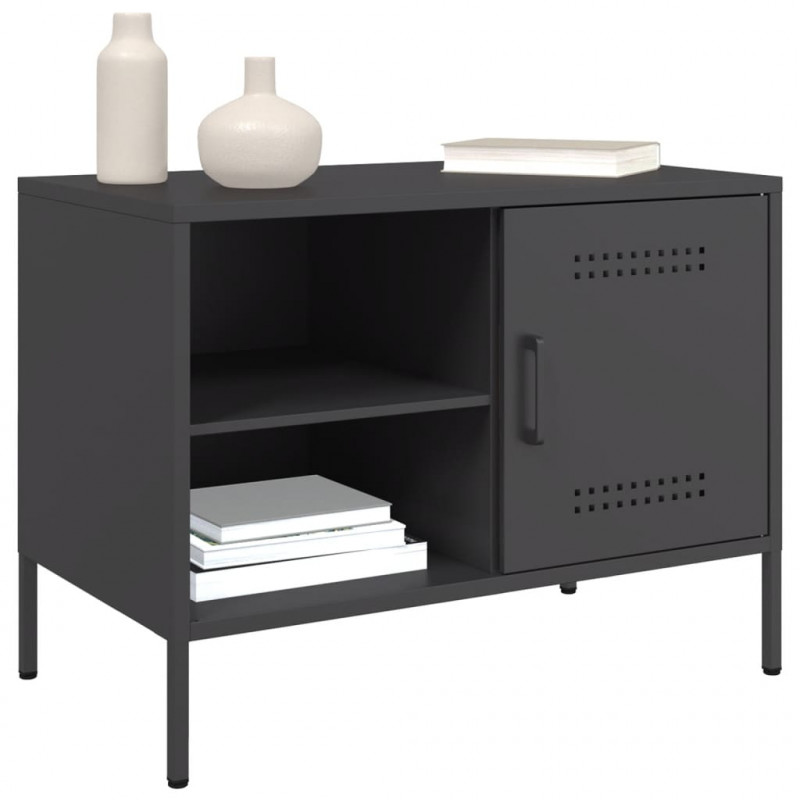 Szafki pod telewizor, 2 szt., czarne, 68x39x50,5 cm, stalowe