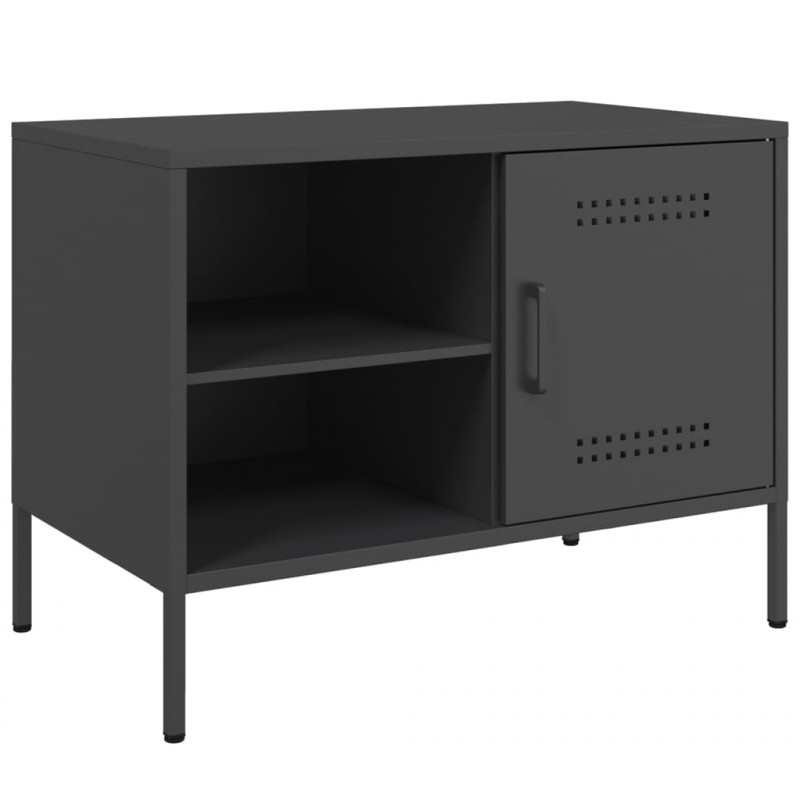 Szafki pod telewizor, 2 szt., czarne, 68x39x50,5 cm, stalowe