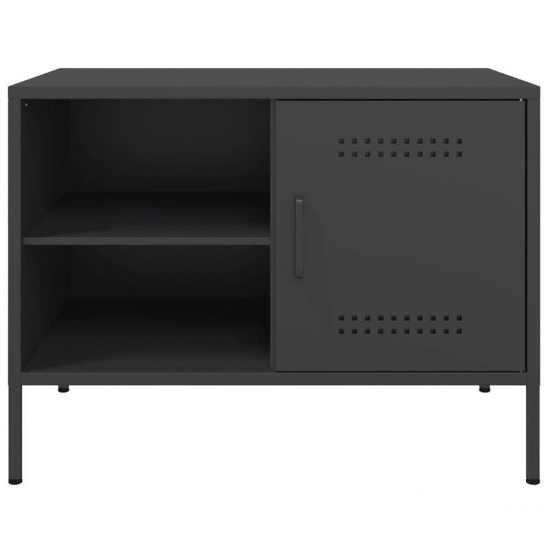 Szafki pod telewizor, 2 szt., czarne, 68x39x50,5 cm, stalowe