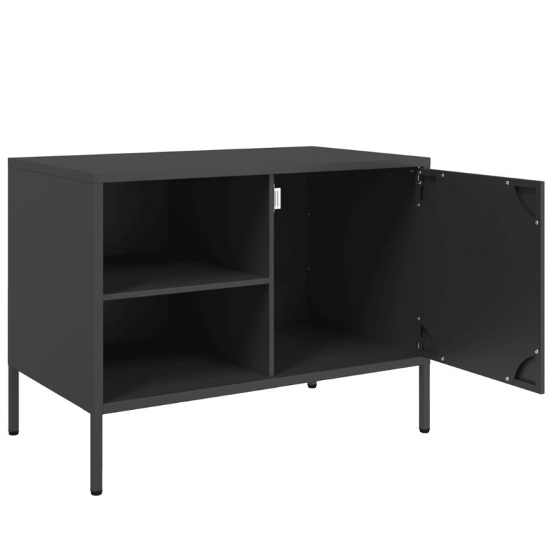 Szafki pod telewizor, 2 szt., czarne, 68x39x50,5 cm, stalowe