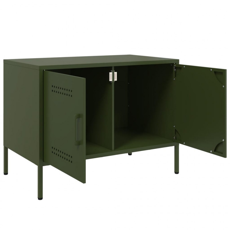 Szafki pod telewizor, 2 szt., oliwkowe, 68x39x50,5 cm, stalowe