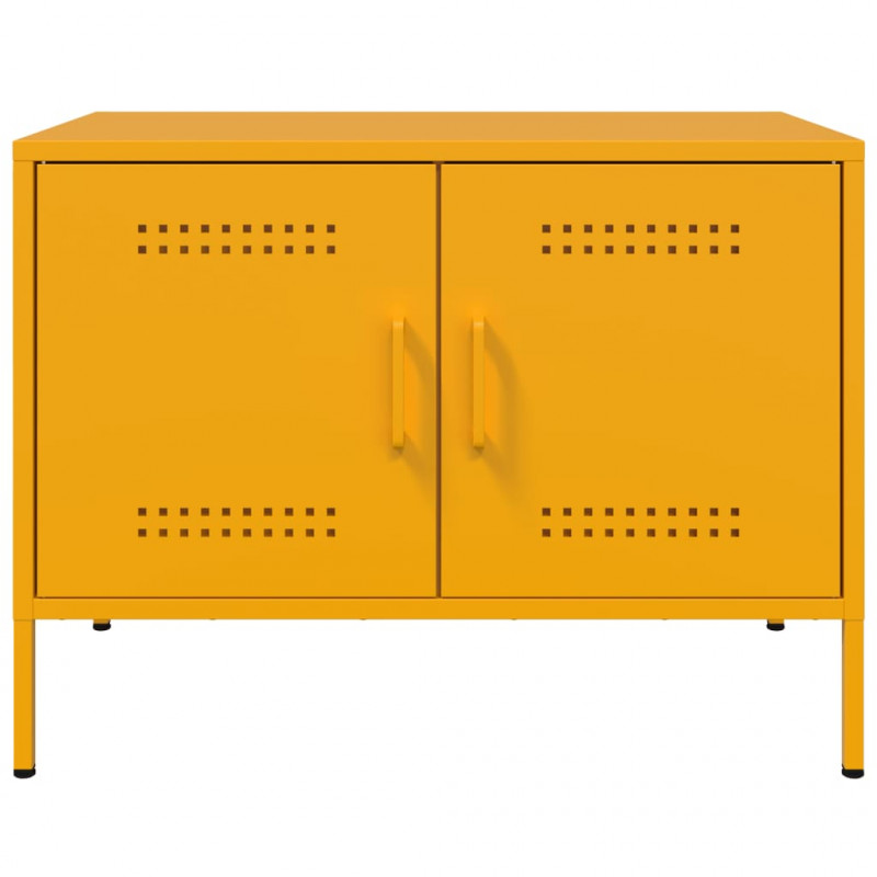 Szafki pod telewizor, 2 szt., musztardowe, 68x39x50,5 cm, stal