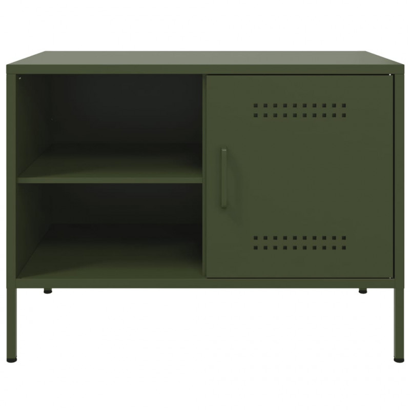 Szafka pod telewizor, oliwkowa, 68x39x50,5 cm, stalowa