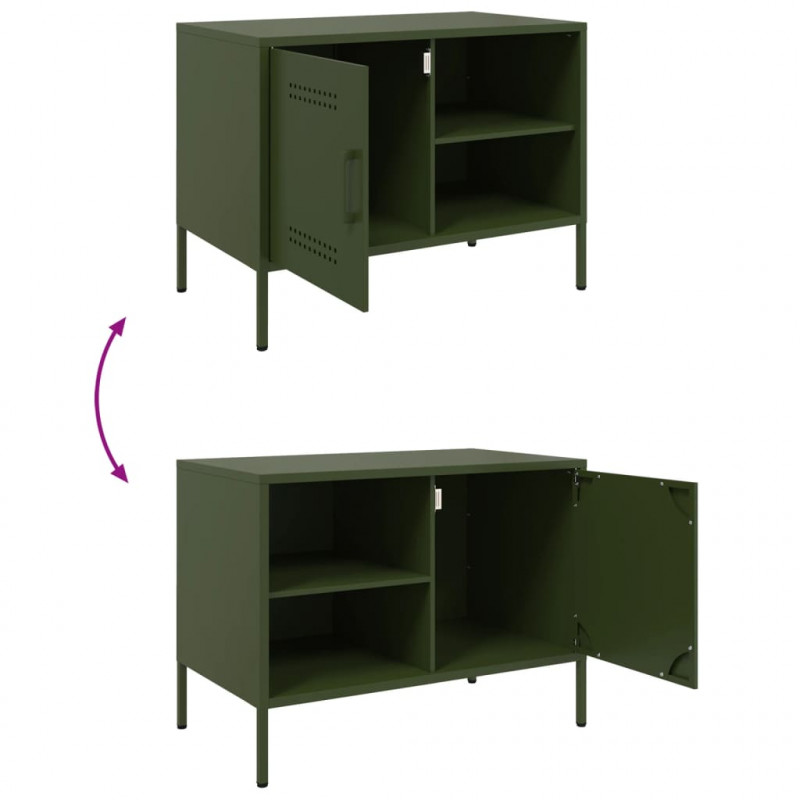 Szafka pod telewizor, oliwkowa, 68x39x50,5 cm, stalowa