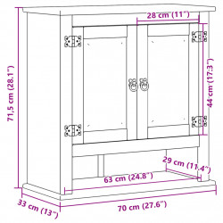 Szafka pod umywalkę Corona, 70x33x71,5 cm, lite drewno sosnowe