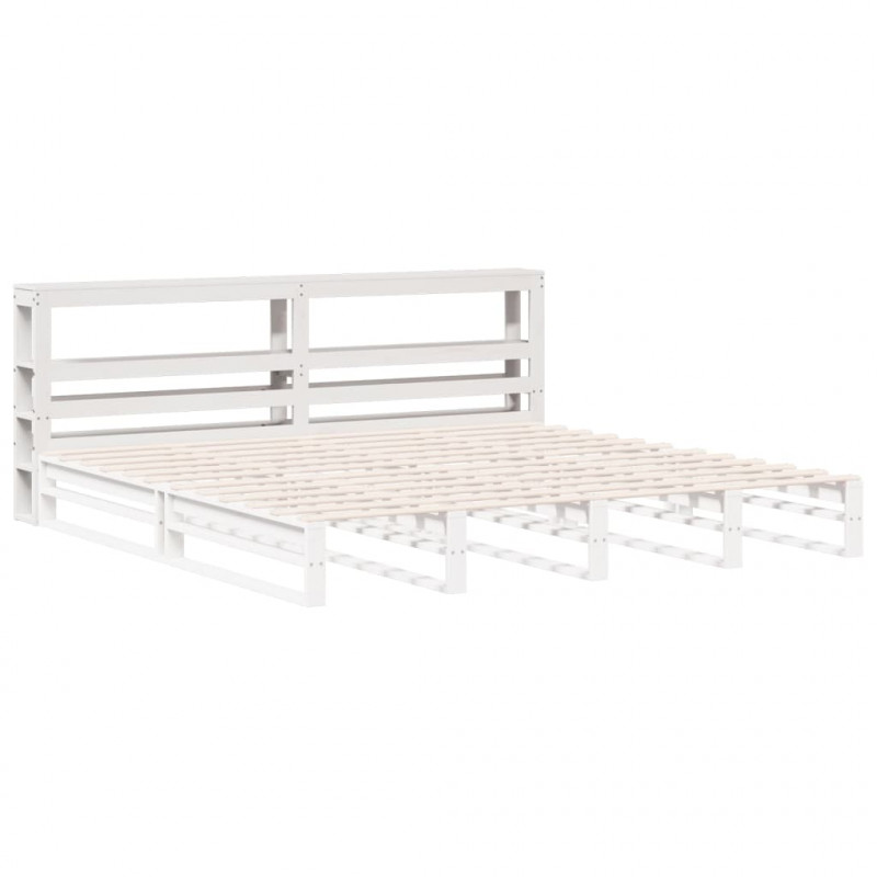 Wezgłowie do łóżka, z półkami, białe, 180 cm, drewno sosnowe