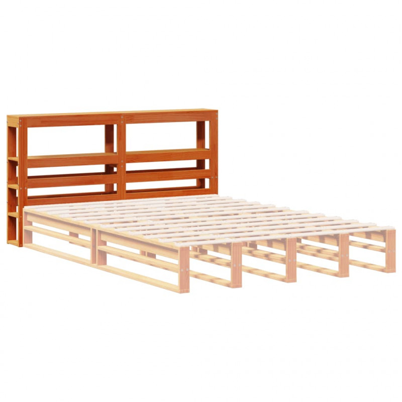 Wezgłowie do łóżka, z półkami, woskowy brąz, 150 cm, sosnowe