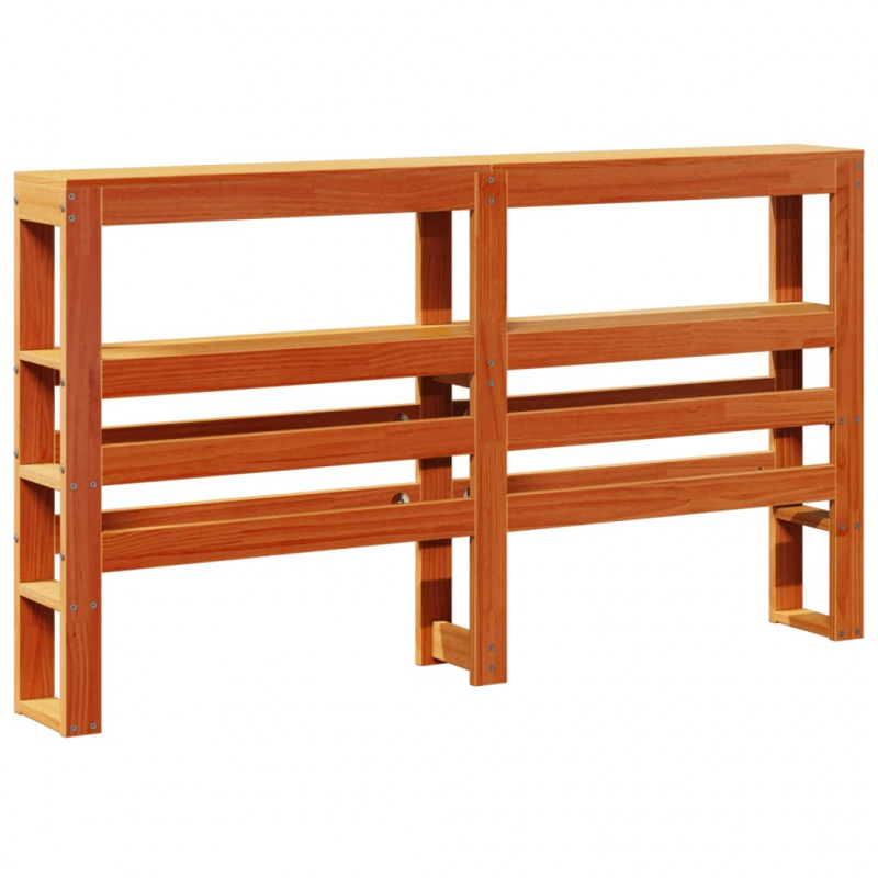 Wezgłowie do łóżka, z półkami, woskowy brąz, 150 cm, sosnowe