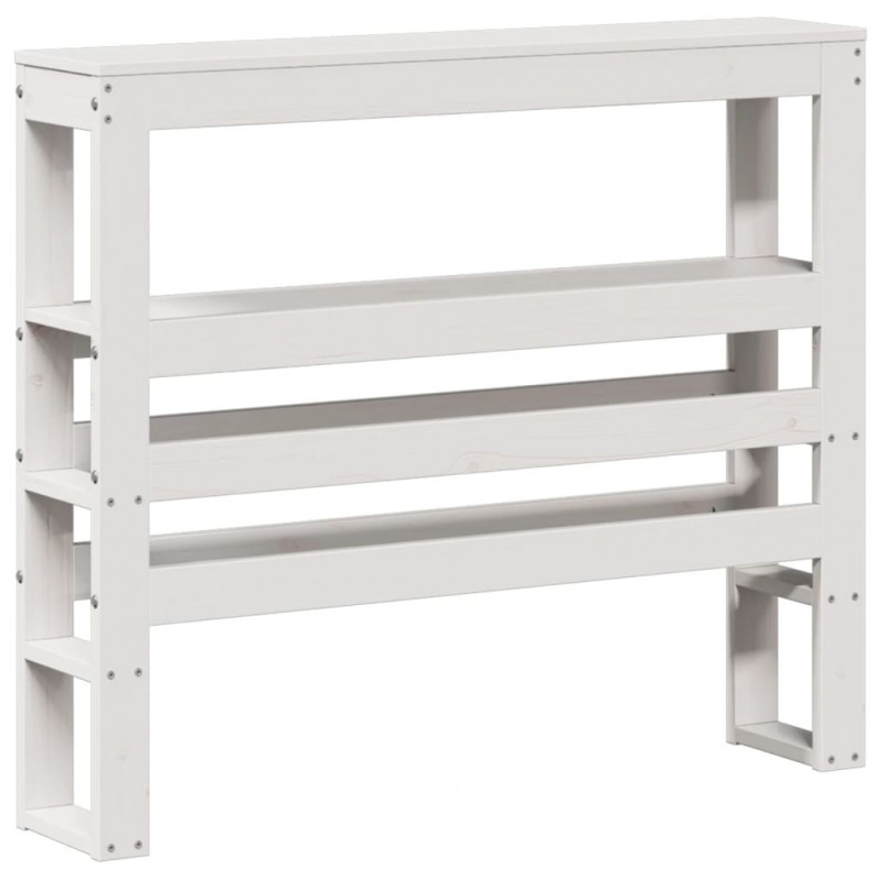 Wezgłowie do łóżka, z półkami, białe, 90 cm, drewno sosnowe