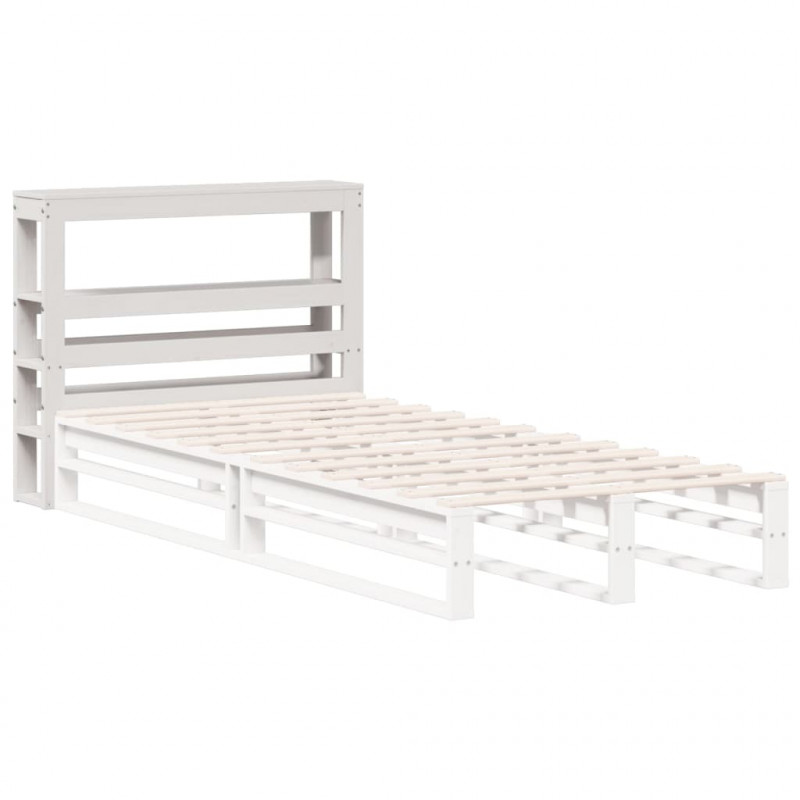 Wezgłowie do łóżka, z półkami, białe, 90 cm, drewno sosnowe