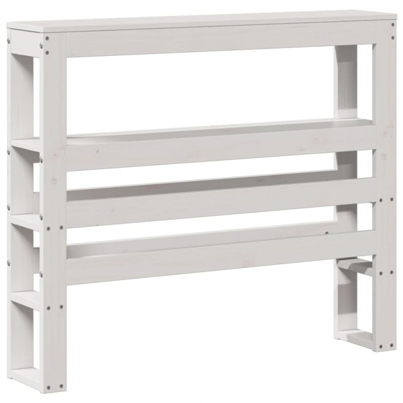 Wezgłowie do łóżka, z półkami, białe, 90 cm, drewno sosnowe