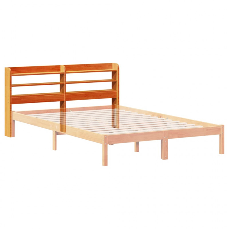Wezgłowie do łóżka, z półkami, woskowy brąz, 160 cm, sosnowe
