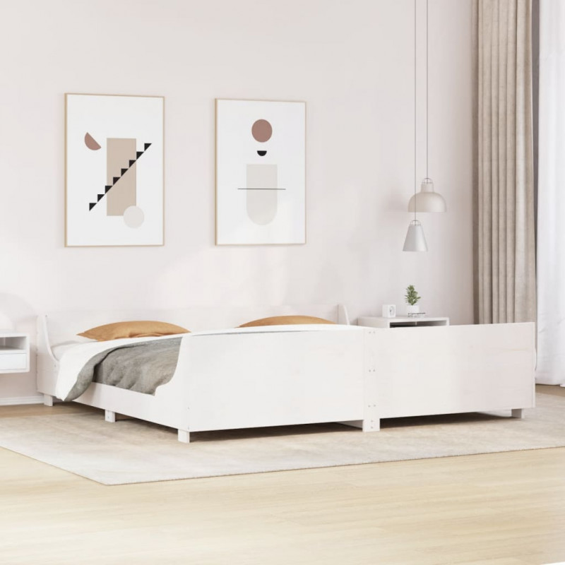 Rama łóżka bez materaca, biała, 180x200 cm, lite drewno sosnowe