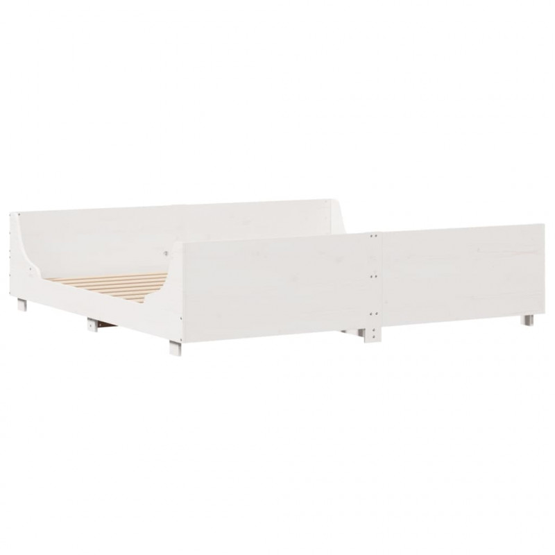 Rama łóżka bez materaca, biała, 180x200 cm, lite drewno sosnowe