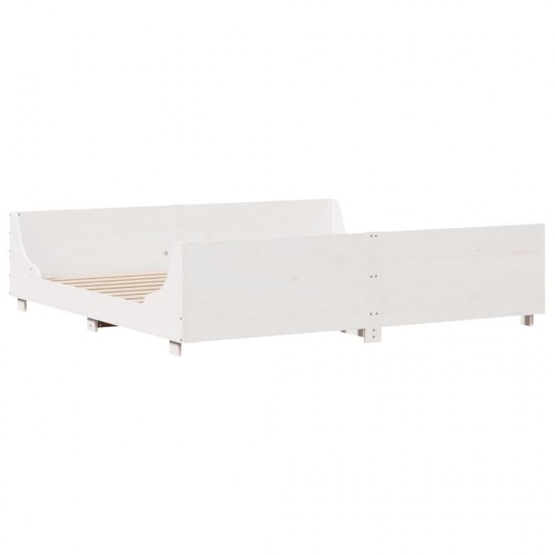 Rama łóżka bez materaca, biała, 180x200 cm, lite drewno sosnowe