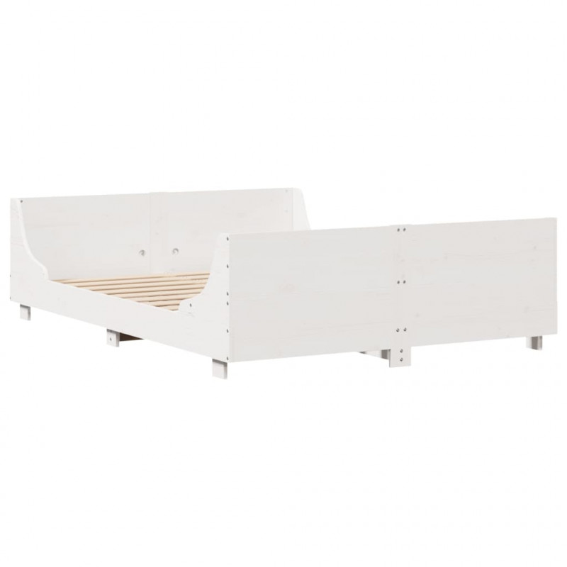 Rama łóżka bez materaca, biała, 140x200 cm, lite drewno sosnowe