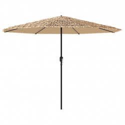 Parasol ogrodowy z LED, stalowy słupek, brązowy, 324x324x247 cm