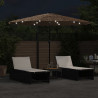 Parasol ogrodowy z LED, stalowy słupek, brązowy, 324x324x247 cm