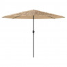 Parasol ogrodowy z LED, stalowy słupek, brązowy, 324x324x247 cm