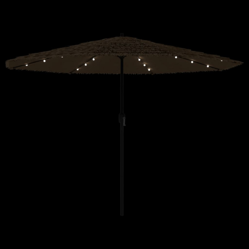 Parasol ogrodowy z LED, stalowy słupek, brązowy, 324x324x247 cm