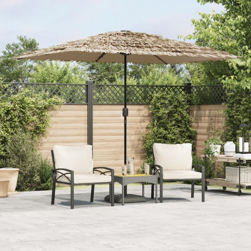 Parasol ogrodowy z LED, stalowy słupek, brązowy, 248x248x248 cm
