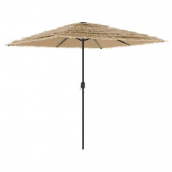 Parasol ogrodowy z LED, stalowy słupek, brązowy, 248x248x248 cm