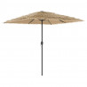 Parasol ogrodowy z LED, stalowy słupek, brązowy, 248x248x248 cm