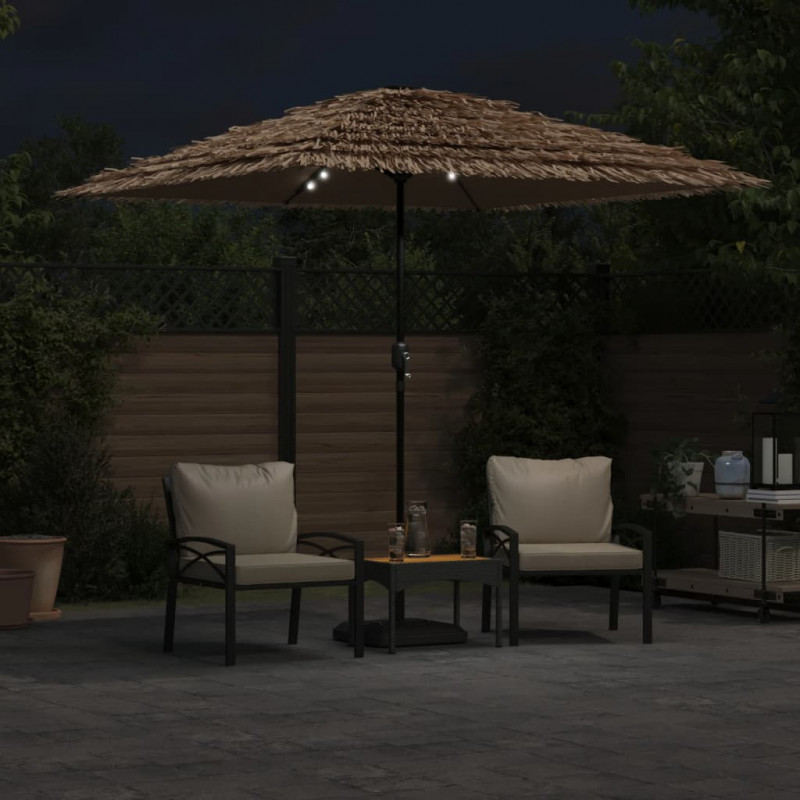 Parasol ogrodowy z LED, stalowy słupek, brązowy, 248x248x248 cm