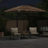 Parasol ogrodowy z LED, stalowy słupek, brązowy, 248x248x248 cm