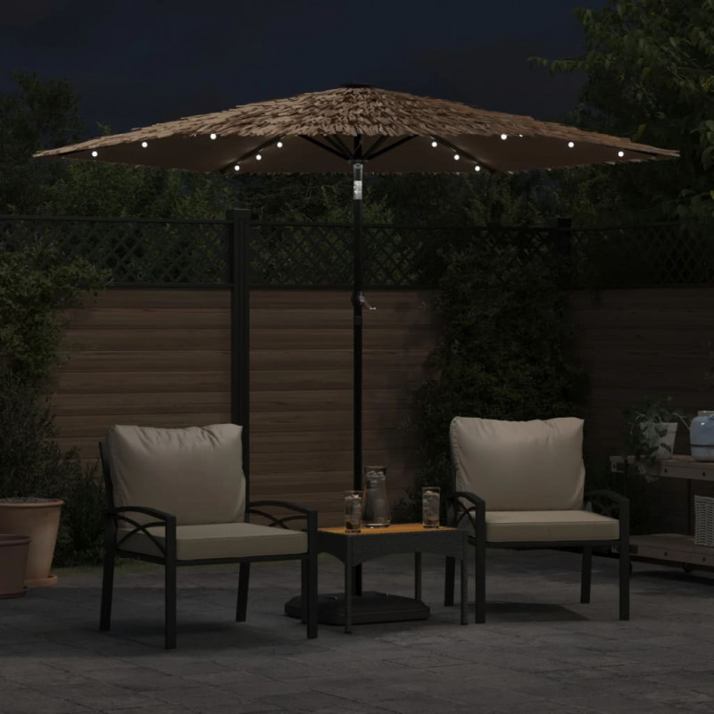 Parasol ogrodowy z LED, stalowy słupek, brązowy, 268x268x226 cm