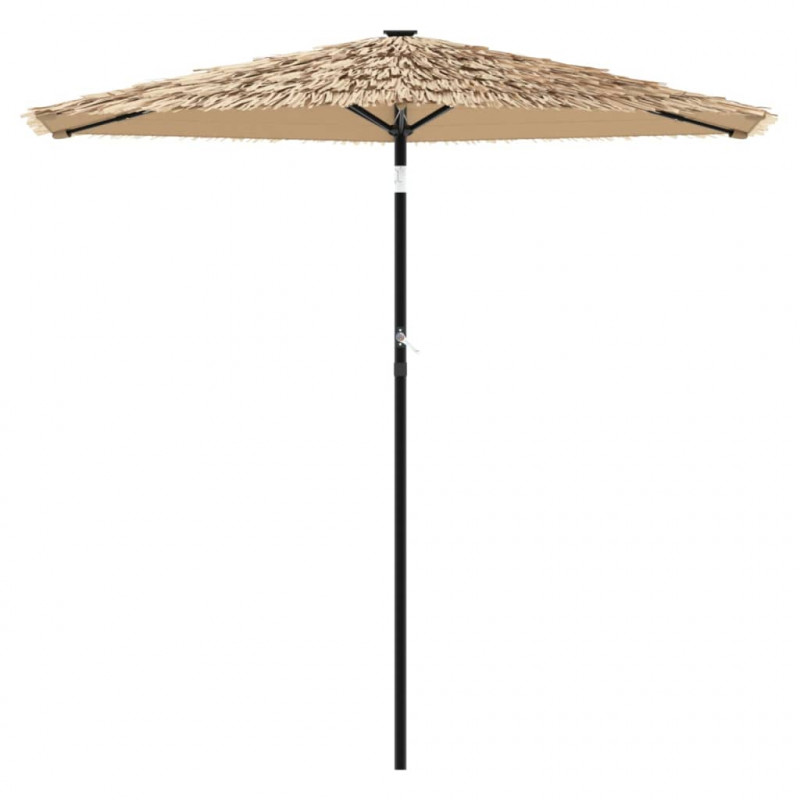 Parasol ogrodowy z LED, stalowy słupek, brązowy, 268x268x226 cm