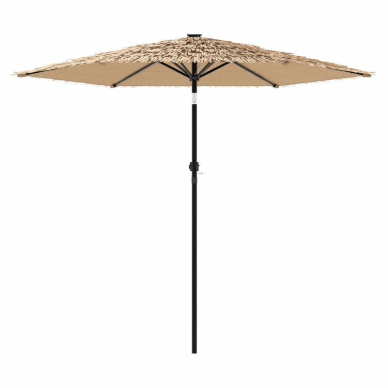 Parasol ogrodowy z LED, stalowy słupek, brązowy, 268x268x226 cm