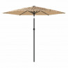 Parasol ogrodowy z LED, stalowy słupek, brązowy, 268x268x226 cm