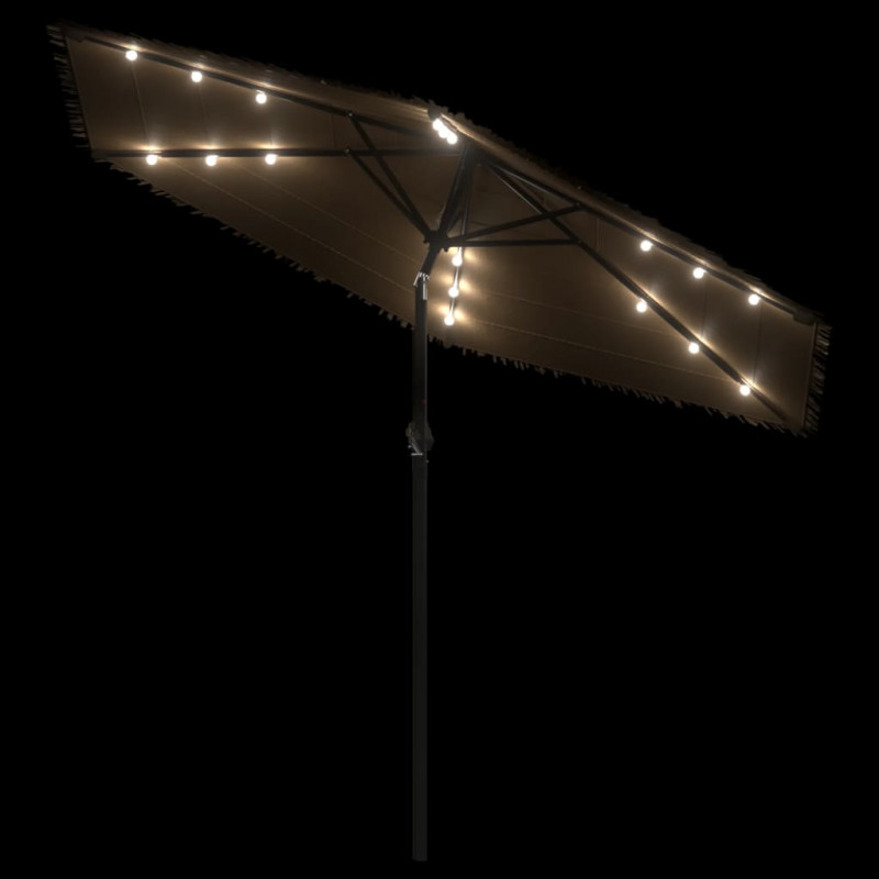 Parasol ogrodowy z LED, stalowy słupek, brązowy, 268x268x226 cm